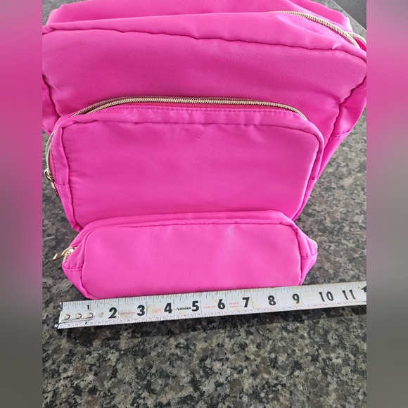 Hot Pink Nylon Travel Makeup Bag Set 3-Piece Zip Pouch Organizer - Picture 4 of 7